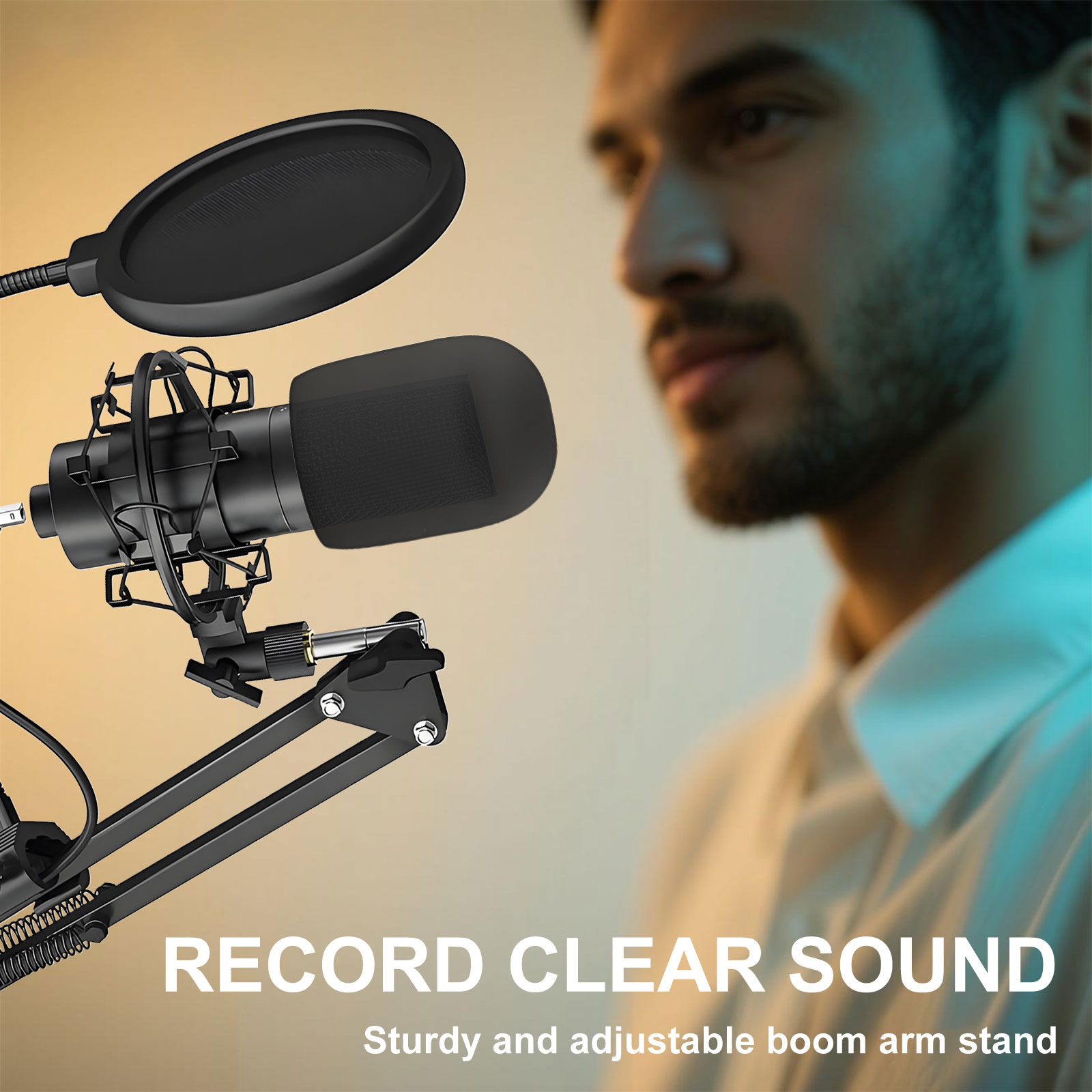 Syenll USB Microphone, PC Podcast Microphone Kit with Arm Stand, Professional Condenser Mic for Recording, YouTube