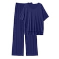 thumbnail image 3 of MINTREUS Lounge Sets for Women Knit Short Sleeve V-neck Tops and Long Pants Soft Comfy Pajamas Set Oversized 2 Piece Outfits, 3 of 8