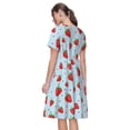 thumbnail image 2 of Bixox Robe d'Été à Manches Courtes pour Femmes Robe Ample Longueur Genou avec Poches-Fraise, 2 of 7