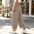 thumbnail image 6 of Tqcoqu Women's High Waisted Wide Leg Cropped Lace Hem Pants, Drawstring Casual Lightweight Trousers with Pockets, 6 of 9