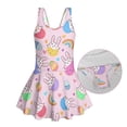 thumbnail image 3 of FOR U DESIGNS Girls One Piece Swimsuit with Skirt Comfortable Summer Swimwear Toddler Girls Swimsuit Easter Gifts for 3-13 Years, Rabbit Easter Egg Rainbow, 3 of 7