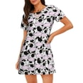 thumbnail image 1 of Easygdp Cute Animal with Cow Camisón de manga corta para mujer, informal, estampado, 1 of 6