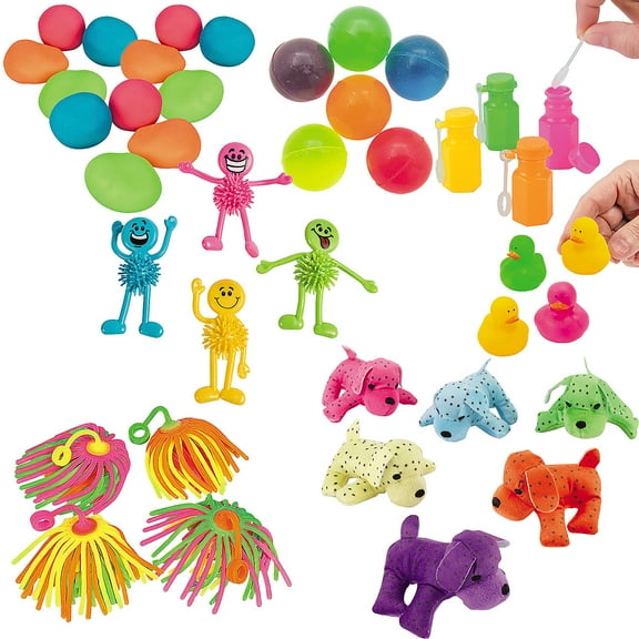 Fun Express Bulk 276 Pieces Neon Novelty Toy & Handout Assortment Kit