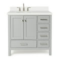 thumbnail image 2 of Ariel Cambridge 37 In. Left Offset Oval Sink Vanity With White Quartz Countertop In Grey, 2 of 10