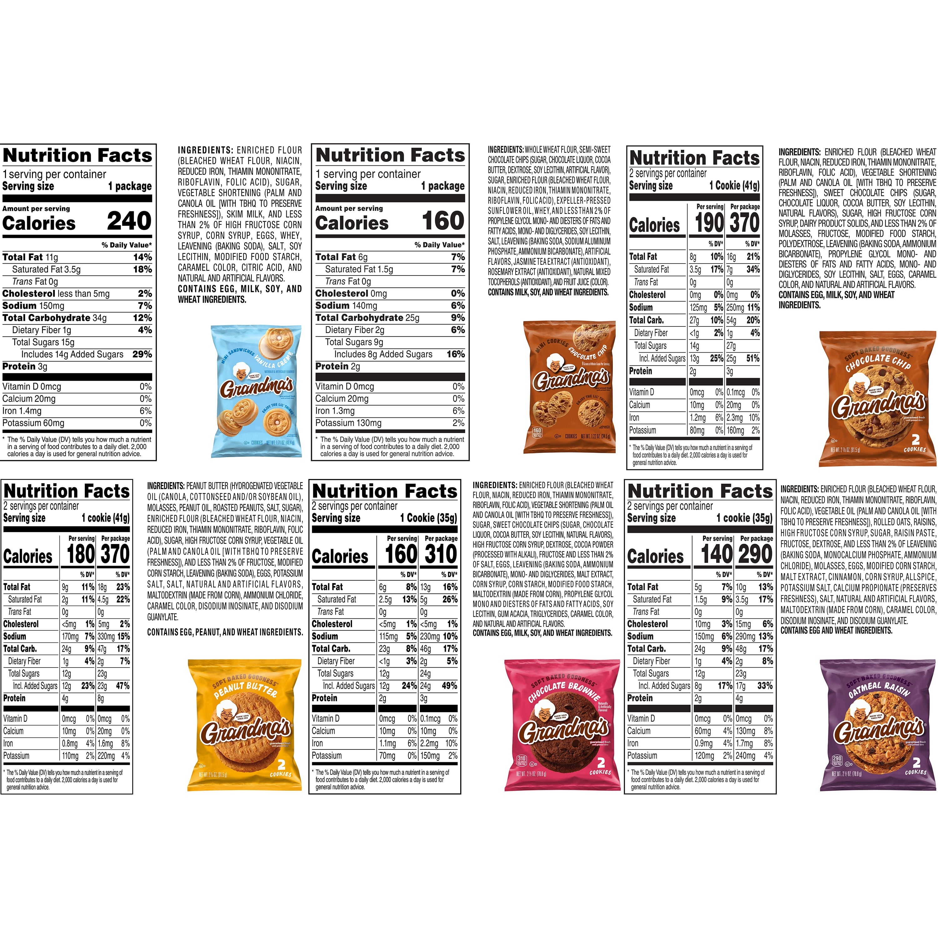 Grandma’s Cookies Variety Pack Flavored Cookies Snacks (30 Pack) (Packaging May Vary)​