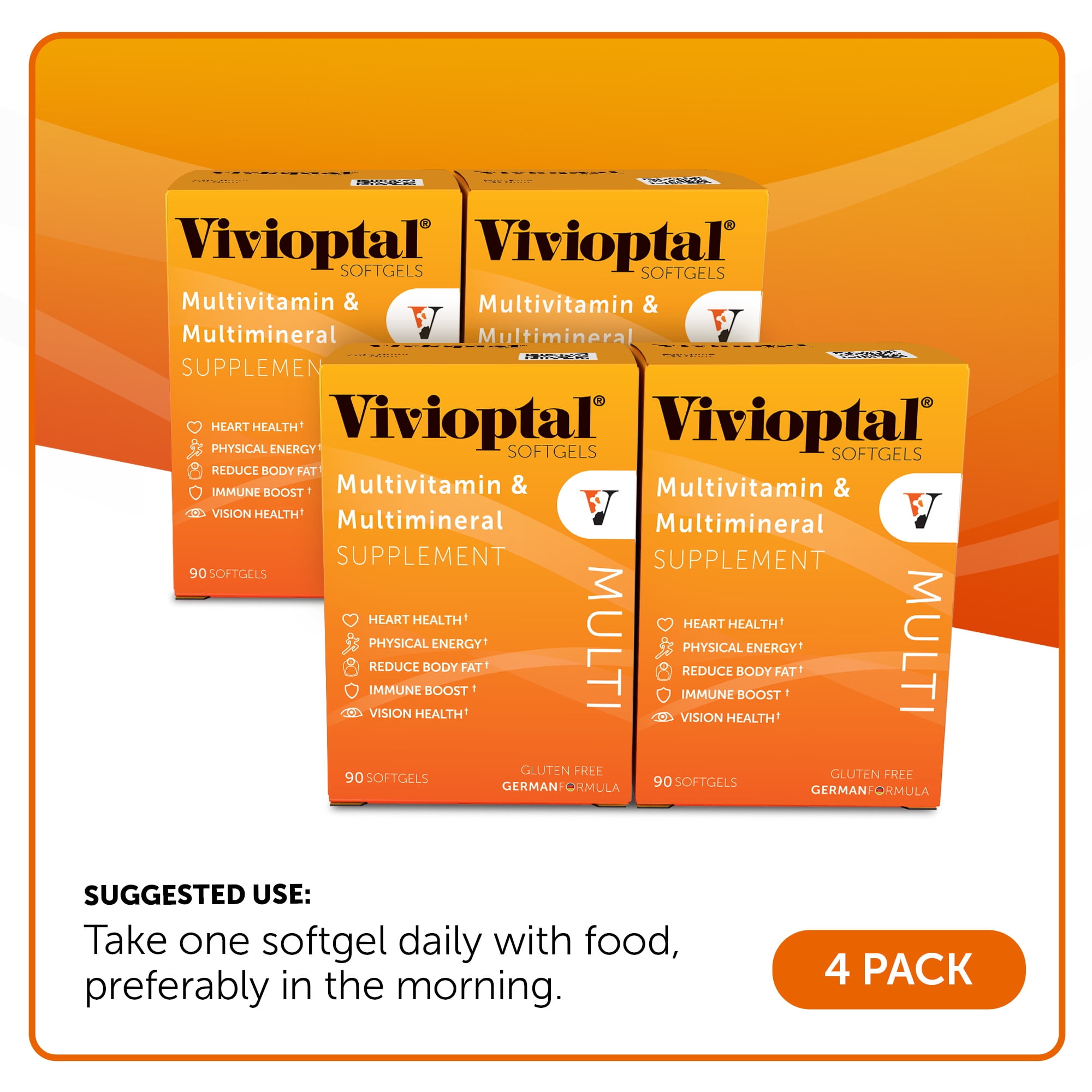 Vivioptal Multi, 90 Softgels (1 Year Supply), Multivitamin & Multimineral, Gluten Free, German Formula