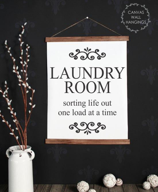 Wood Canvas Sign Wall Hanging, Laundry Room Sorting Life Wall Art 19x24