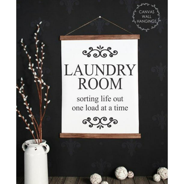 Wood Canvas Sign Wall Hanging, Laundry Room Sorting Life Wall Art 19x24