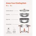 thumbnail image 5 of VEVOR Chafing Dish Buffet Set, 5 Qt 4 Pack, Stainless Steel Chafer with 4 Full Size Pans, Round Catering Warmer Server with Lid Water Pan Folding Stand Clip, for Weddings Parties Banquets, Rose Gold, 5 of 9
