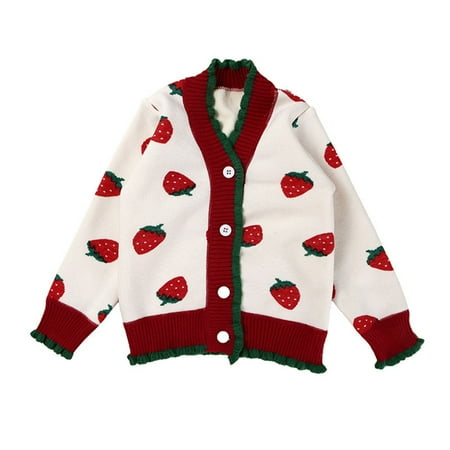 

B91xZ Girls Outerwear Jackets & Coats Toddler Children Kids Baby Boys Girls Cute Cartoon Ruffled Long Sleeve Sweater Cardigan Girls Fall Jackets Size 10-12 White 2-3 Years