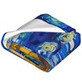 Cauagu Whimsical Sunflowers Night Sky Pattern Flannel Bed Blankets