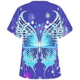 thumbnail image 3 of Snoarin Summer Plus Size Womens Summer Tops Mode Femme Manches Courtes Col en V Tops Uniforme de Travail Imprimé Poche Blouse Tops Uniformes de Travail pour Femmes en Liquidation, 3 of 3