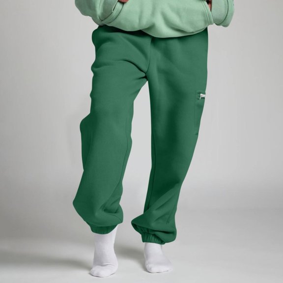 JUSLIO Womens Sweatpants Comfortable Casual Zipper Side Zipper Warm Pants for Women Green L