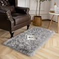 thumbnail image 3 of Lochas Soft Fluffy Rugs Faux Sheepskin Area Rug for Bedroom Living Room Bedside Carpet Nursery Washable Floor Mat,2'x3',Gray, 3 of 7
