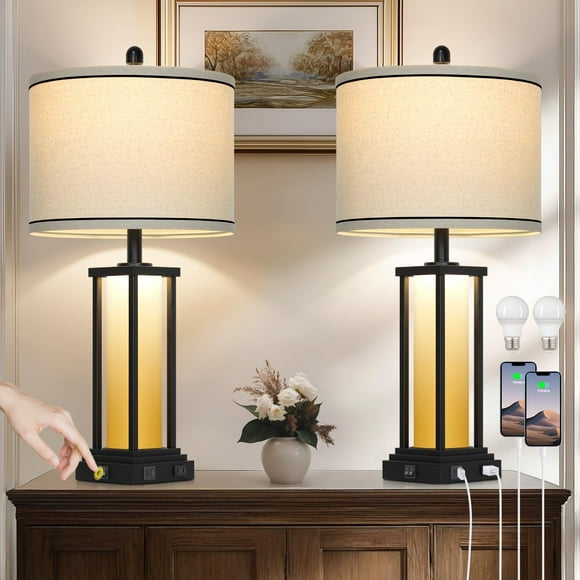 Juego de mesa vintage Lamp Cinkeda de 68 cm con 2 enchufes USB C+A