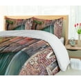 thumbnail image 4 of Ambesonne Venice Duvet Cover Sets, Scenic Canal Buildings, 2-King, Jade Green Dark Coral, 4 of 6
