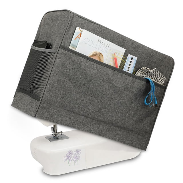 Funda impermeable para máquina de coser, funda protectora para equipo de costura con bolsillos, bolsa de almacenamiento para máquina de coser