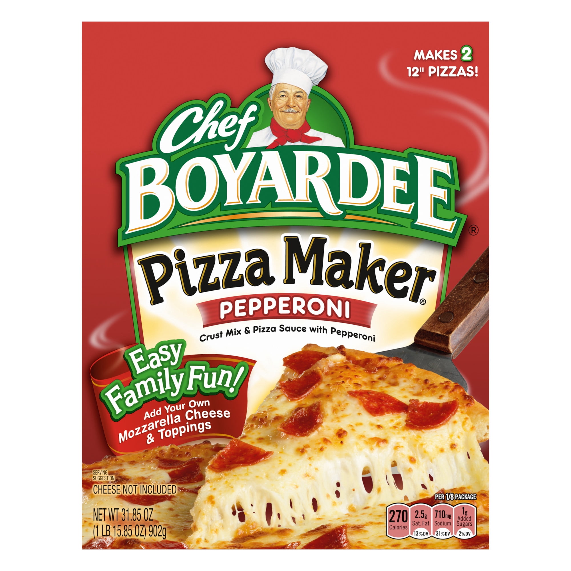 Chef Boyardee Pepperoni Pizza Maker, Crust Mix and Pizza Sauce Meal Kit, 31.85 oz.