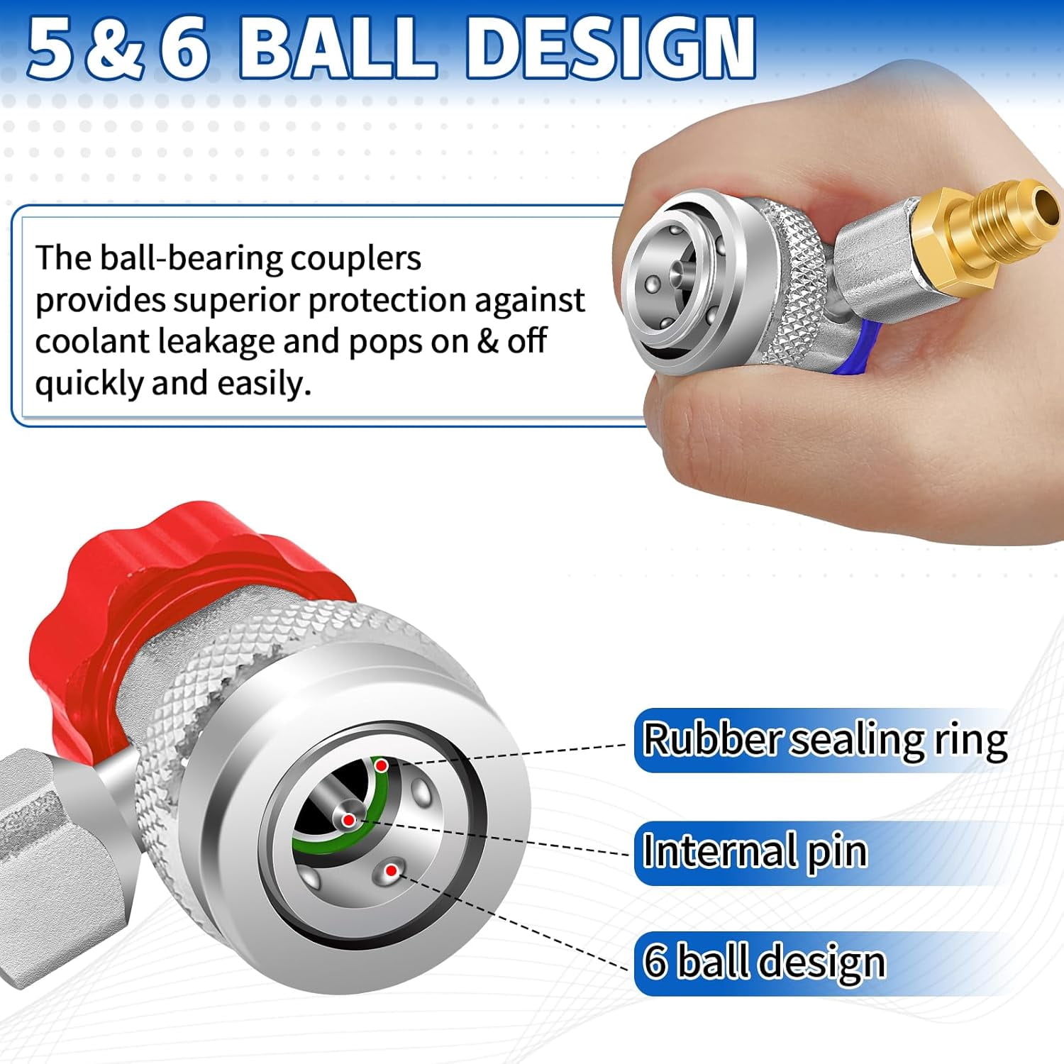 A/C R134a R1234yf Quick Coupler, R134a to R1234yf Refrigerant Adapter Connector Conversion Kit with R134a Quick Adapter, R1234YF Quick Adapter