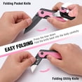 thumbnail image 4 of Cuchillo plegable/navaja multiusos WORKPRO 2 en 1 con 10 hojas, color rosa, 4 of 9