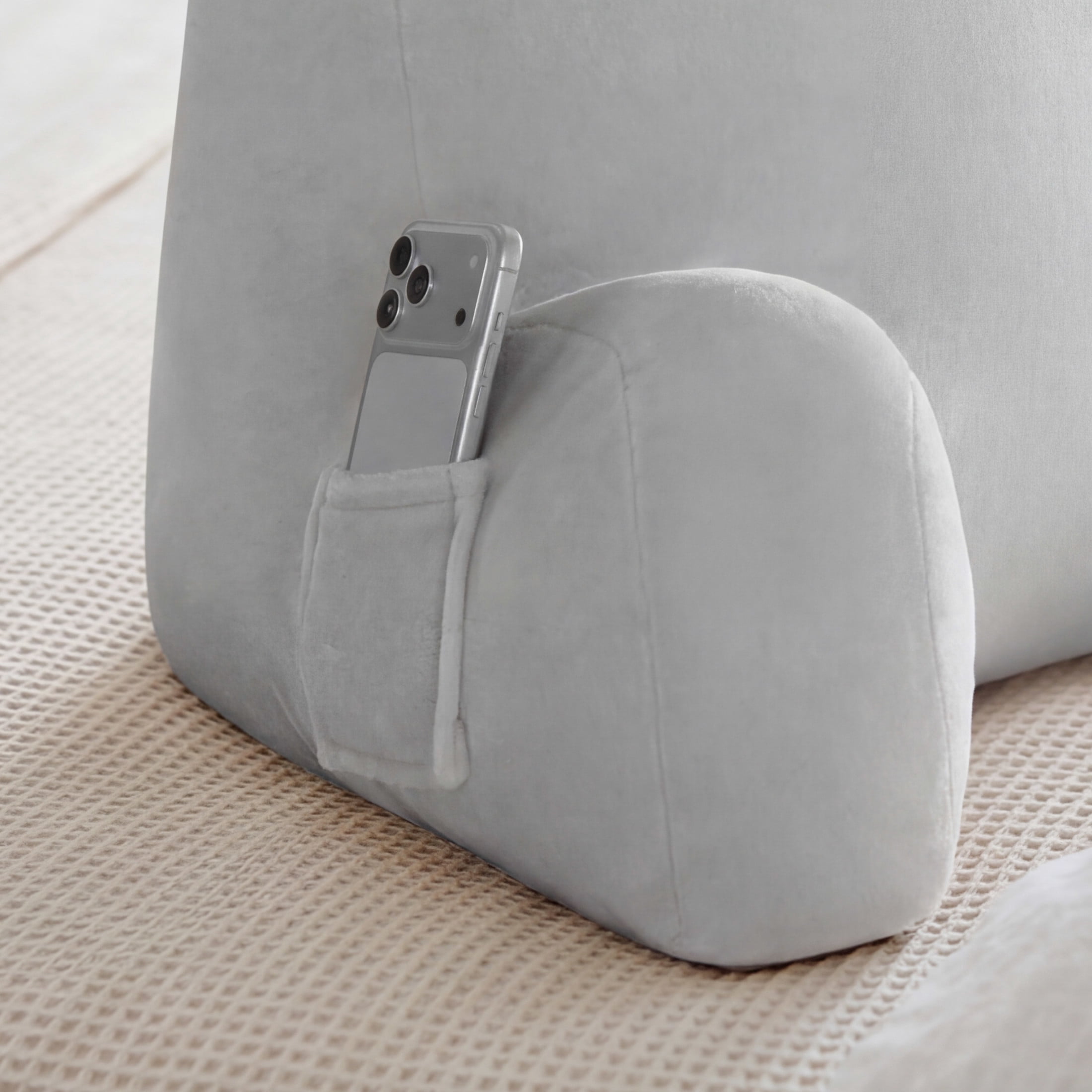 The Sheet Lab Plush Backrest Pillow, Gray, 29" x 24.5" x 10.5"
