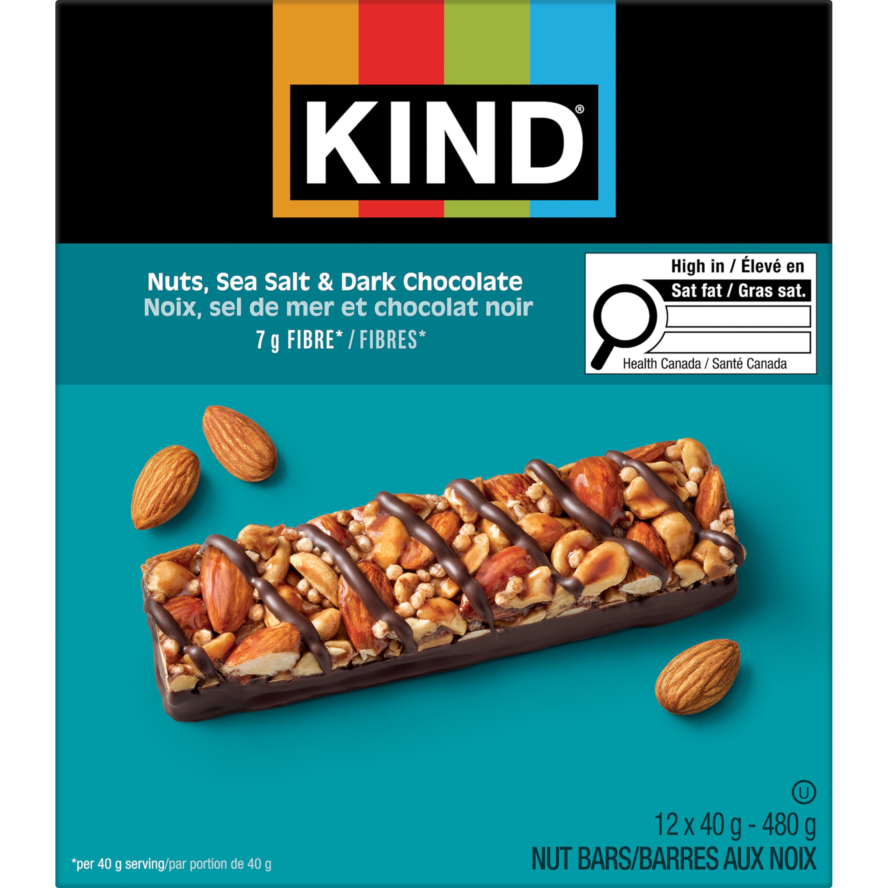 KIND Nuts Sea Salt & Dark Chocolate Bar, 40g, 12 Bars