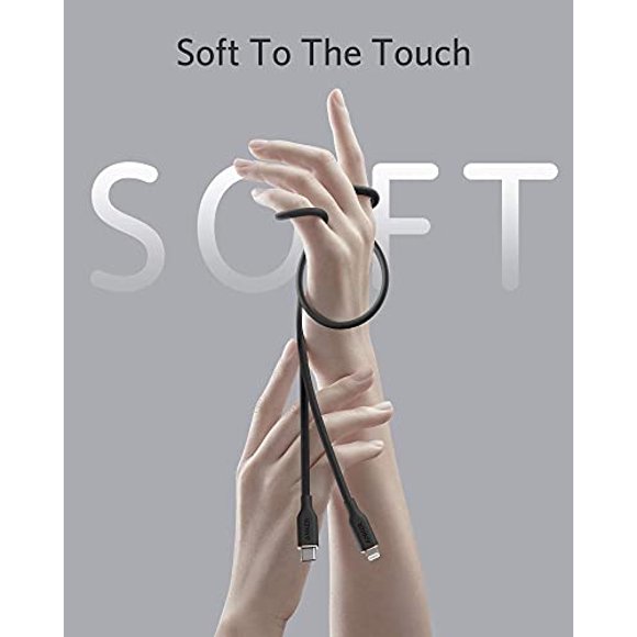 Cable Anker USB-C a Lightning, cable 641 (negro medianoche, 6 pies), certificado MFi, cable de carga rápida de silicona Powerline III Flow para iPhone 13 13 Pro 12 11 x XS XR 8 Plus (cargador no inclu