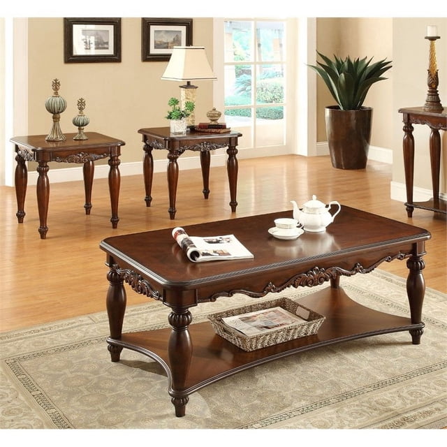 Kingfisher Lane Ensemble de Tables Basses 3 Pcs en Cerisier