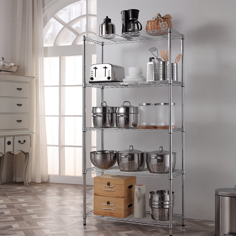 5 tier chrome utility wire shelving unit 18x36x72in