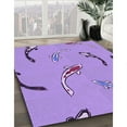 thumbnail image 3 of Ahgly Company Machine Washable Indoor Rectangle Transitional Bright Lilac Purple Area Rugs, 7' x 9', 3 of 7