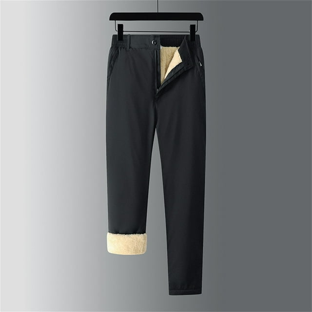 Pantalones largos de lana de cordero para hombre, pantalones ajustados de lana de talla grande, pantalones rectos de tubo, pantalones de tubo de cintura media, pantalones de algodón, pantalones largos