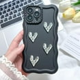 thumbnail image 2 of Compatible with iPhone Case,Glitter Bling Sparkle Heart Curly Wave Shape Frame Camera Lens Protection Soft Shockproof Cover Phone Case (Black,iPhone 14 Pro), 2 of 6