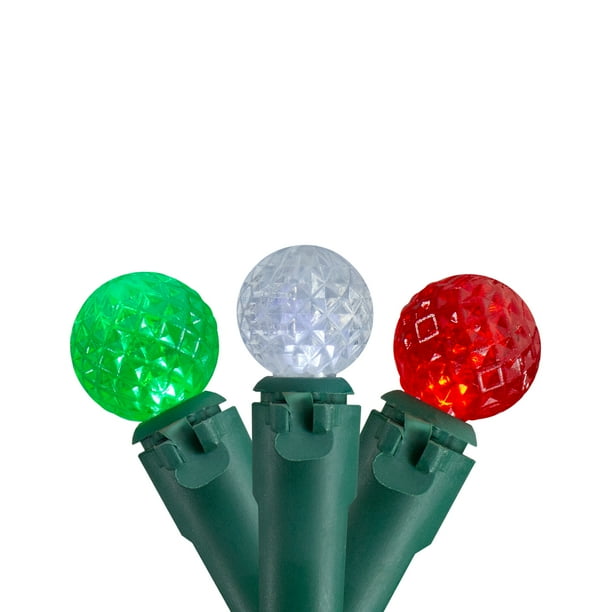 50 Count Red, Green and White LED G12 Berry Christmas Lights, 15.9 ft