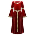 thumbnail image 2 of DPOIS Kids Girls Medieval Princess Dress Ball Gown Victorian Renaissance Vintage Dress Red 12, 2 of 6