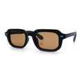 thumbnail image 5 of Vintage Vibe Narrow Rectangle Hipster Hustler Fashion Sunglasses Matte Black - Brown, 5 of 8