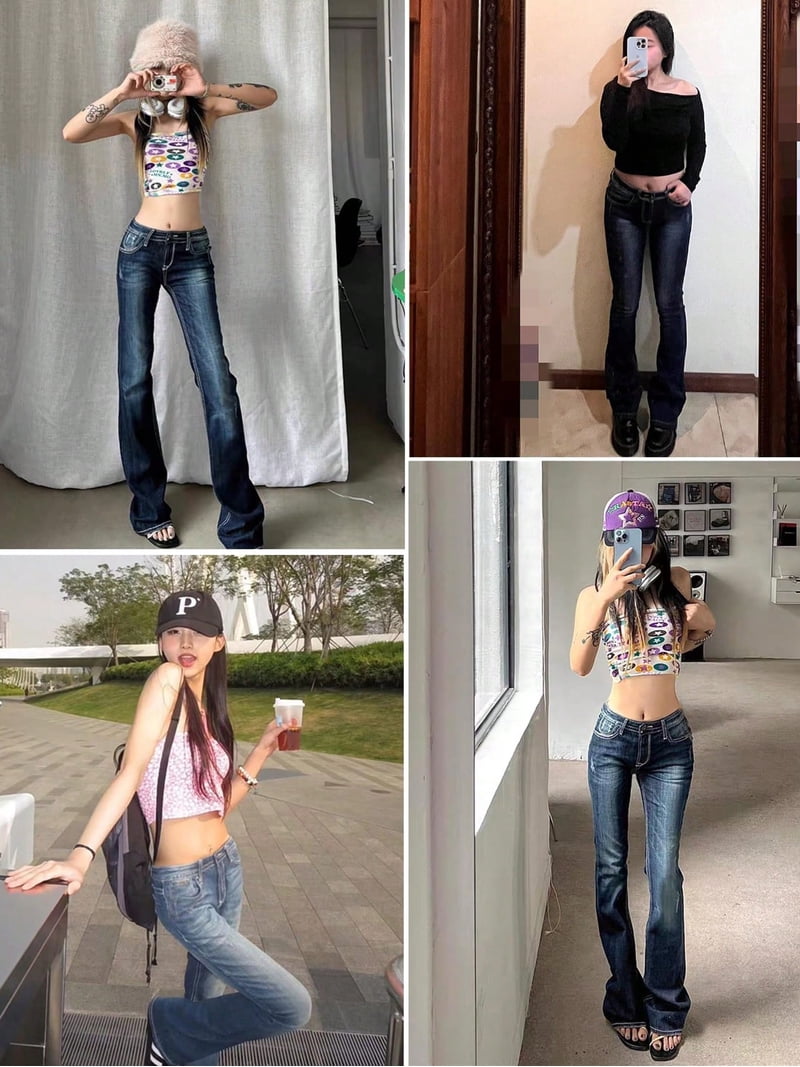 90s archive narrow flare denim pants y2k Y2K Flared Retro Jeans 