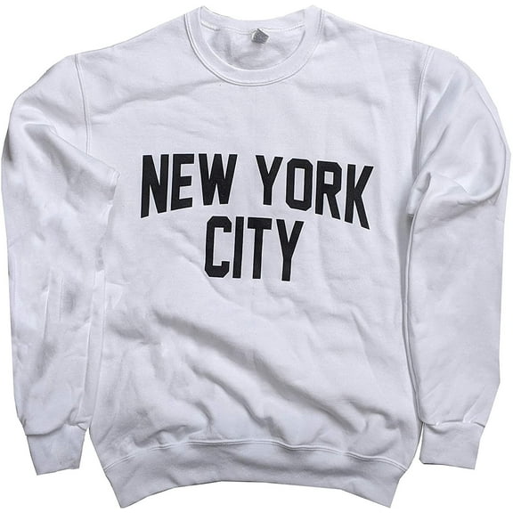 New York City Sweatshirt Screenprinted White Crewneck Shirt White, Medium