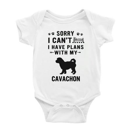 

Sorry I Can t I Have Plans With My Cavachon Love Pet Dog Cute Baby Jumpsuits (White 6-12 Months)