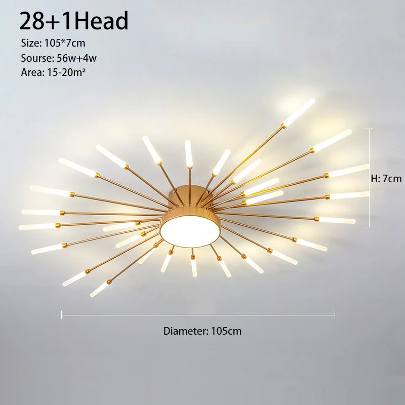 LED Chandeliers Lighting for Living Room Ceiling Lights Creative Nordic Led Fireworks Lights Atmosphere Bedroom Dining Room Lamp
