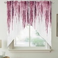 thumbnail image 2 of Pink Swag Valances for Windows 2 Pack, Kitchen Window Curtains 36 Inch Length, Summer Botanical Leaves Watercolor Privacy Swag Curtains for Living Room/Bathroom with Rod Pocket 36"x36", 2 of 8