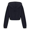 thumbnail image 6 of Dasayo Full Zip up Women's Sweatshirts and Hoodies Cropped Black Long Sleeve Elastic Waist Solid Hoodies Ladies Tops XL, 6 of 7