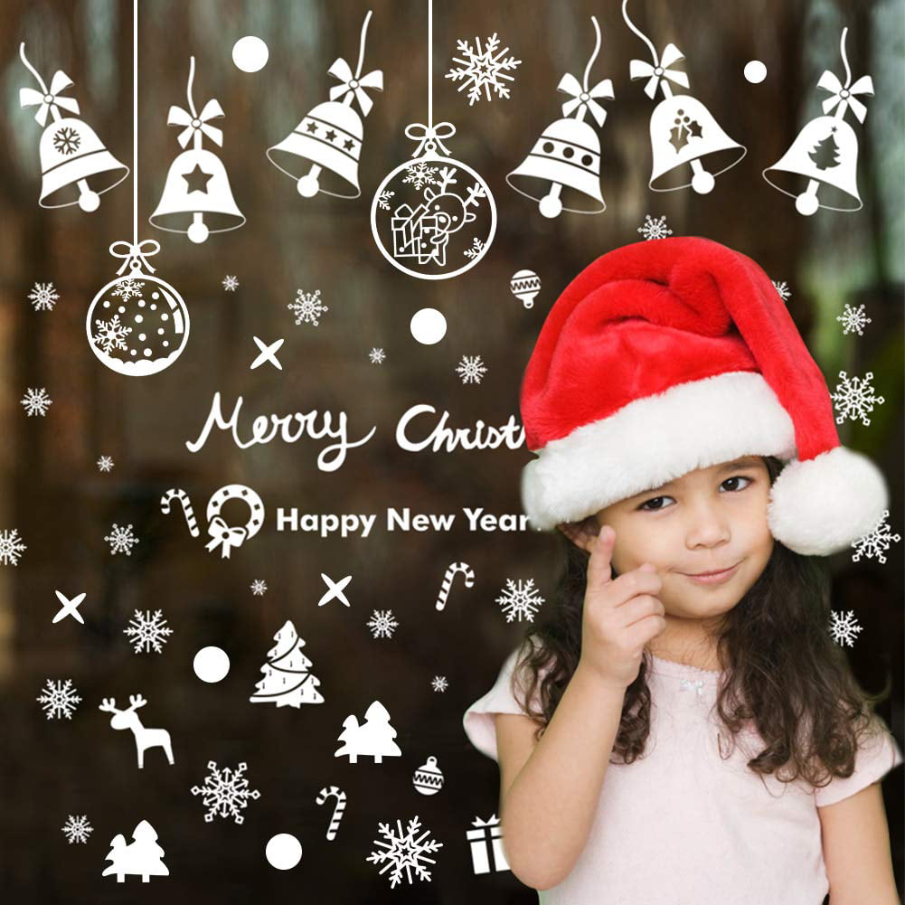 Merry Xmas Happy New Year snowflake Wall Art Sticker Home Vinyl Decal Kids Decor 