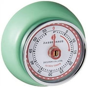 Zassenhaus Magnetic Retro Kitchen Timer, Classic Mechanical Cooking Timer (Mint Green)