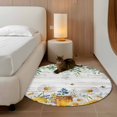 thumbnail image 2 of Round Area Rugs Collection 3 Ft, Daisy Spring Floral Non-Slip Residential Carpet, Farmhouse Botanical Green Leaves Wooden Indoor Crawling Mats Doormat Runner Rugs Play Mat for Bedroom, 2 of 8