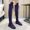 Purple, variant on Women's Knee High Boots Round Toe Flat Low Heel Lace Up Tall Booties Faux Suede Casual Daily Wear Soft Comfy Shoes Fall Winter Botines Mujer