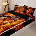 thumbnail image 3 of Homewish Fire Hockey Zipper Full Size Comforter Sets with Fitted Sheet and 2 Pillowcases, Sport Zipper Bedding Set for Men and Boys, Black Reversible, 4-Piece, 3 of 6