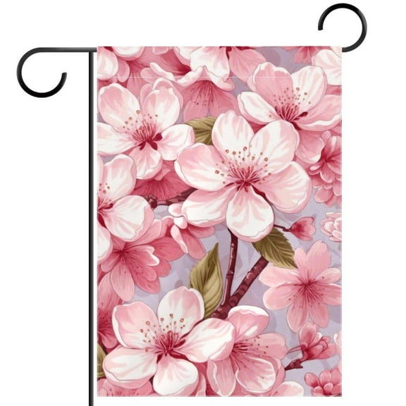 Pink Blossoms Seamless Pattern Garden Flag Double Sided House Flag for Outdoor Home, Personalized All Year Round Yard Decor 12 x 18 Inch