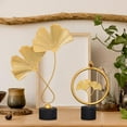 thumbnail image 5 of NAMZI Modern Ginkgo Leaf Statues with Base, Metal Ginkgo Wine Cellar Porch Decoration Crafts Sculpture Desktop Ornaments Art Statue for Home, Office, Living Room（C）, 5 of 5