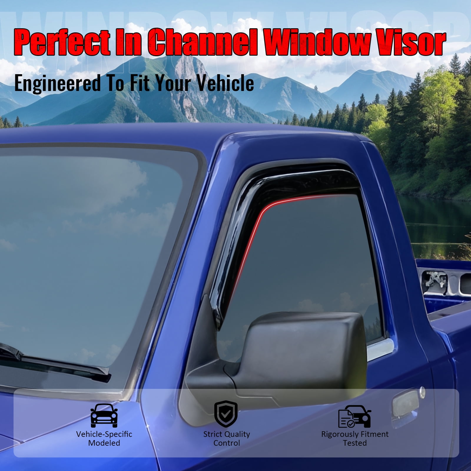 Ikon Motorsports In Channel Window Visors, Compatible with 2000-2006 Toyota Tundra Standard/Regular Cab, Acrylic Black Rain Guards, Side Window Wind Deflectors 2PC