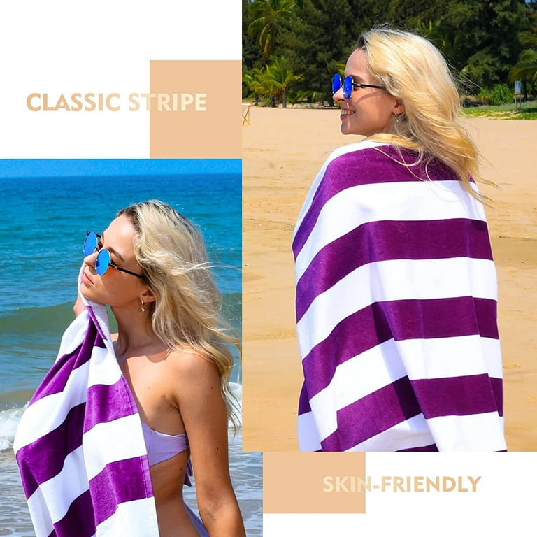 LOFT by Loftex Resort Beach Towel CABANA pink purple white stripes